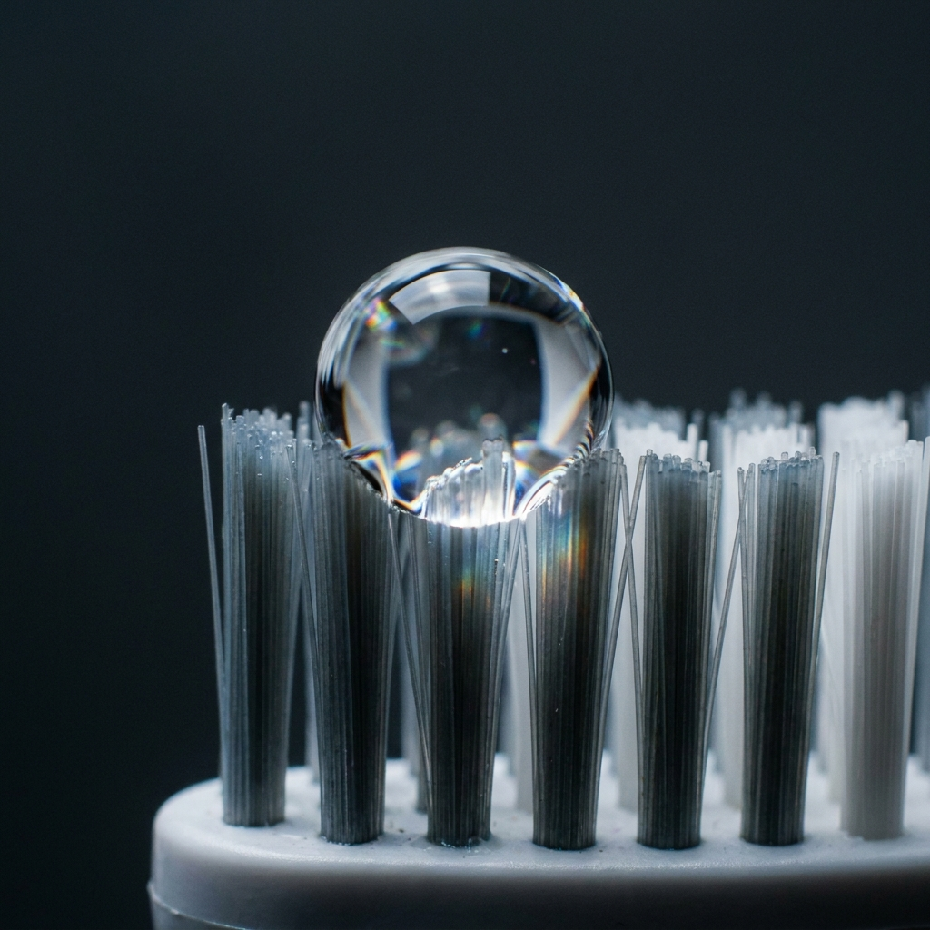 Water droplet macro photography, dental device